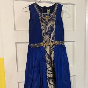 Elegant Blue and Gold Dress
